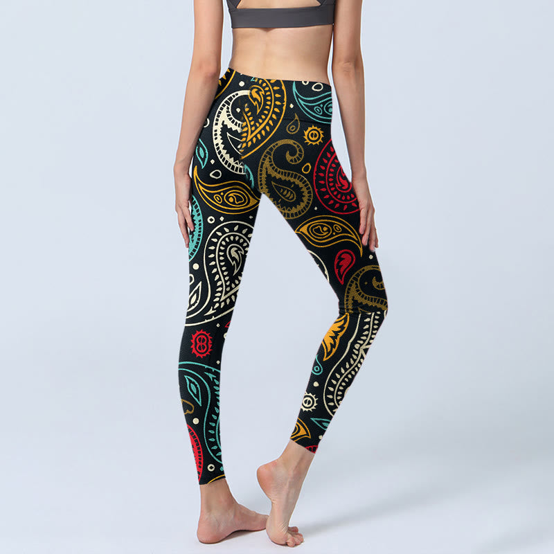Buddha Stones Colorful Paisley Print Gym Leggings Women's Yoga Pants - image 4