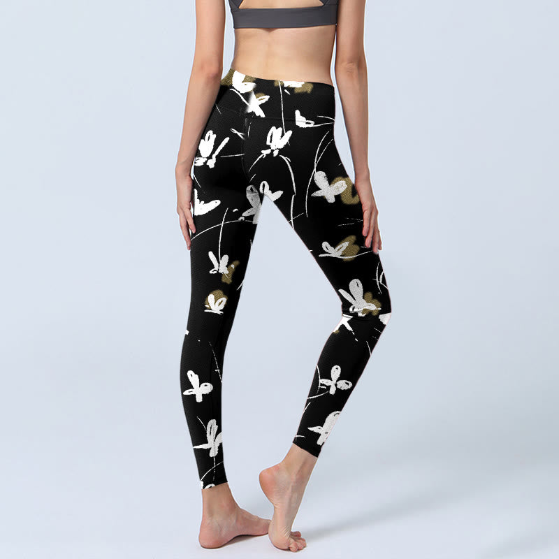 Buddha Stones White Butterflies Print Gym Leggings Women's Yoga Pants - image 4
