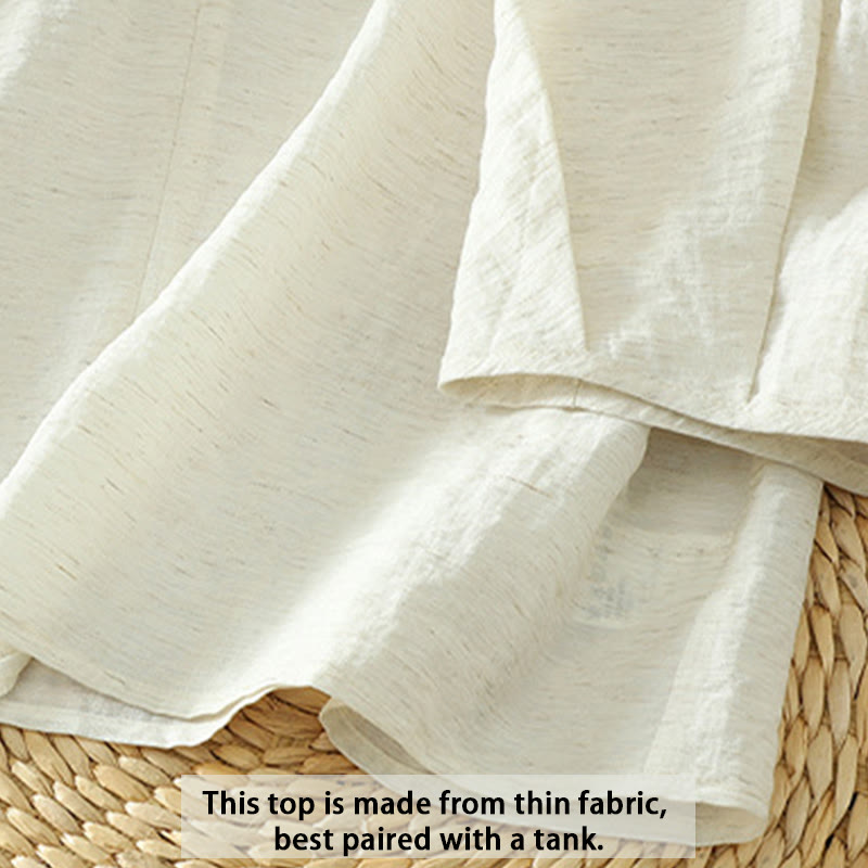 Buddha Stones White Plain Button Three Quarter Sleeve Women's Shirt - image 8