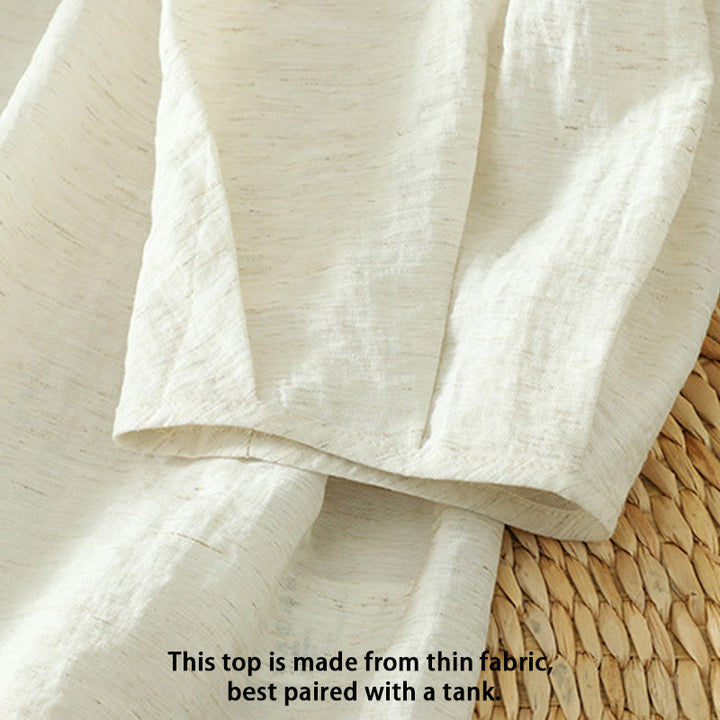 Buddha Stones White Plain Button Three Quarter Sleeve Women's Shirt - image 7