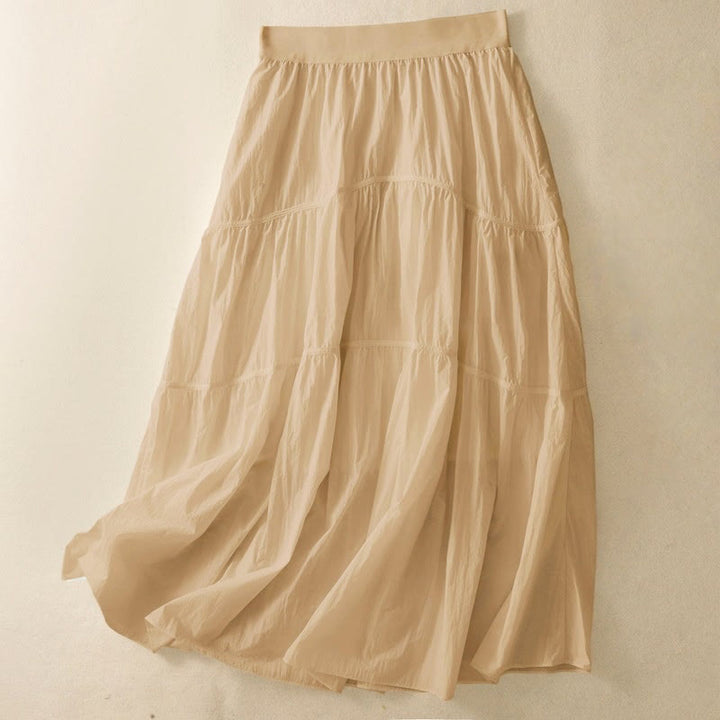 Buddha Stones Simple Lines Elastic Waist Women's Skirt With Pockets - NavajoWhite - US8-10，UK/AU12-14，EU40-42 (XL) - image 11