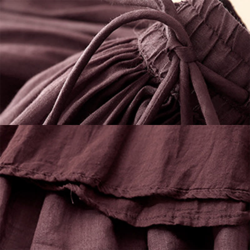 Buddha Stones Summer Solid Color Elastic Waist Drawstring Women's Skirt - image 19