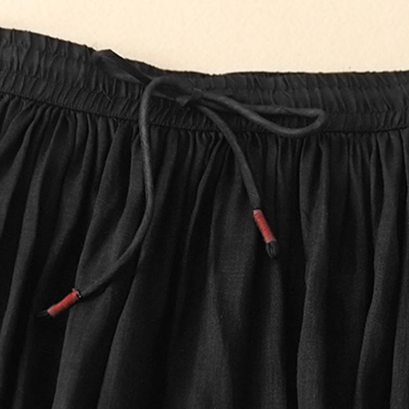 Buddha Stones Summer Solid Color Elastic Waist Drawstring Women's Skirt - image 13