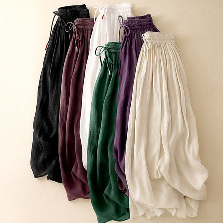 Buddha Stones Summer Solid Color Elastic Waist Drawstring Women's Skirt - image 1