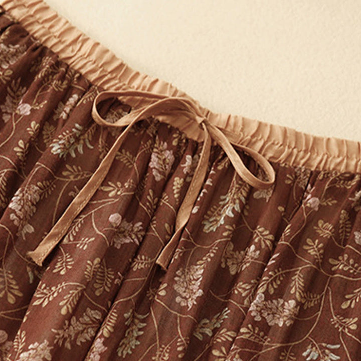 Buddha Stones Floral A-line Elastic Waist Women's Skirt With Pockets - image 3