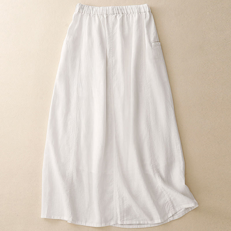 Buddha Stones Drawstring A-line Elastic Waist Cotton Women's Skirt - image 6