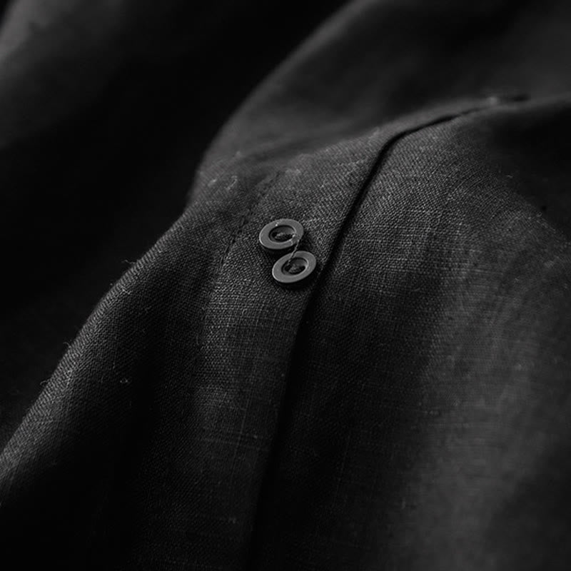 Buddha Stones A-line Buttons Slit Design Elastic Waist Cotton Women's Skirt With Pockets - image 8