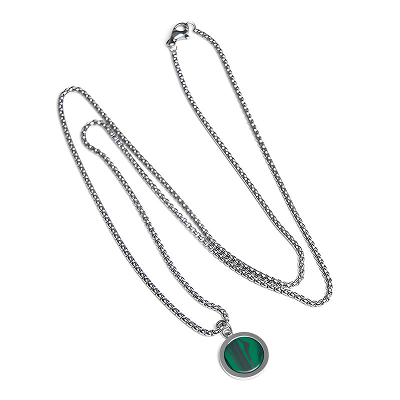 Buddha Stones Natural Stone Turquoise Tiger Eye  Lazurite Lapis Lazuli Malachite Titanium Steel Purification Necklace Pendant - image 24