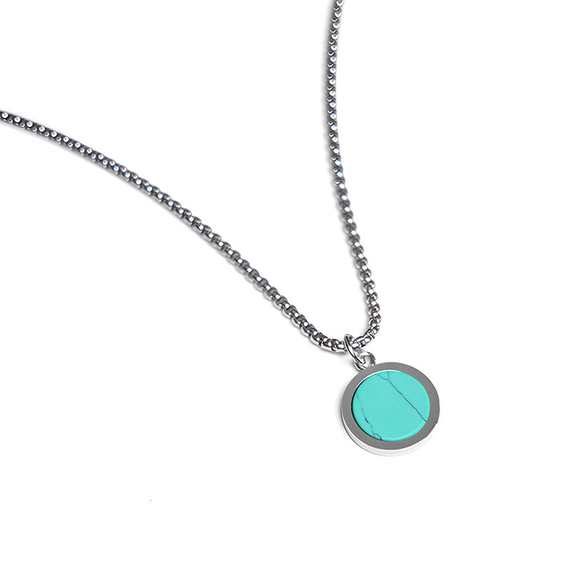 Buddha Stones Natural Stone Turquoise Tiger Eye  Lazurite Lapis Lazuli Malachite Titanium Steel Purification Necklace Pendant - image 11