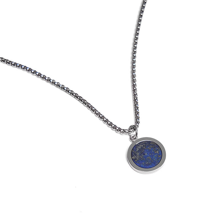 Buddha Stones Natural Stone Turquoise Tiger Eye  Lazurite Lapis Lazuli Malachite Titanium Steel Purification Necklace Pendant - image 19