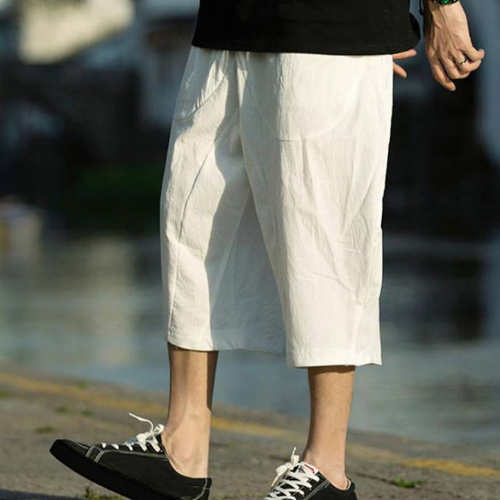 Buddha Stones Summer Plain Pleat Design Drawstring Men's 7-8 Length Pants With Pockets - image 27