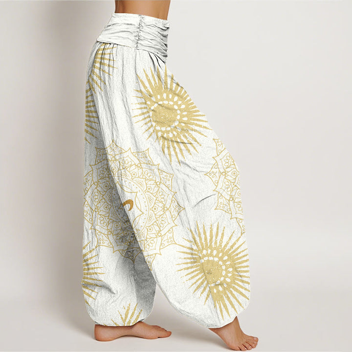 Buddha Stones Cotton Casual Mandala Om Symbol Sun Pattern Women's Harem Pants - image 9