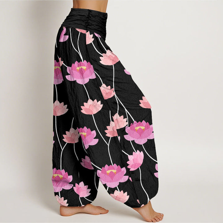 Buddha Stones Cotton Casual Lotus Flowers Pattern Women's Harem Pants - image 9