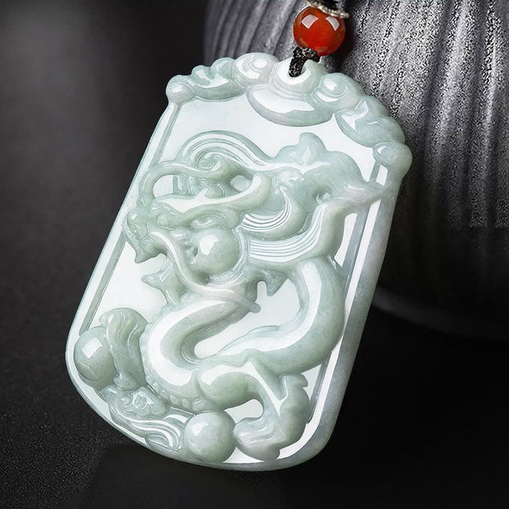 Buddha Stones Natural Jade 12 Chinese Zodiac Abundance Amulet Pendant Necklace - Dragon - image 1