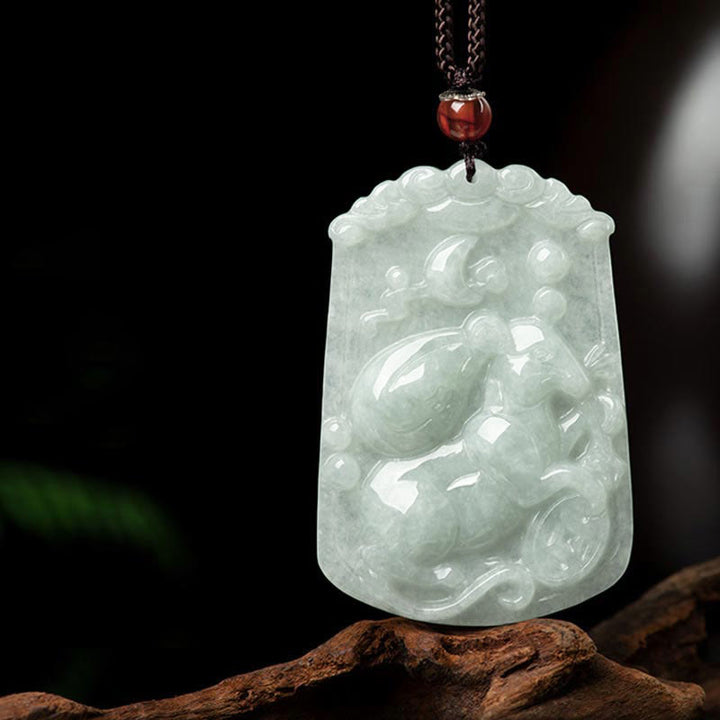 Buddha Stones Natural Jade 12 Chinese Zodiac Abundance Amulet Pendant Necklace - Rat - image 11