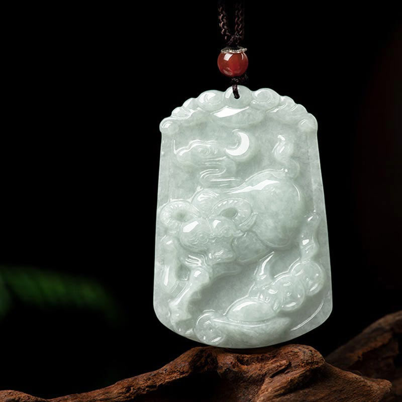 Buddha Stones Natural Jade 12 Chinese Zodiac Abundance Amulet Pendant Necklace - Ox - image 12