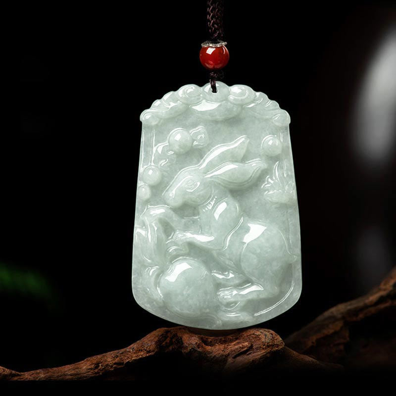 Buddha Stones Natural Jade 12 Chinese Zodiac Abundance Amulet Pendant Necklace - Rabbit - image 16