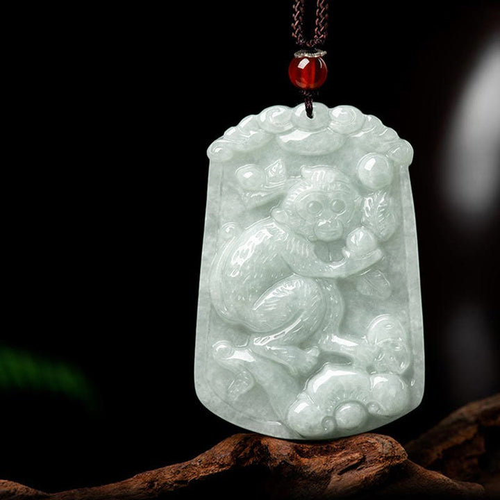 Buddha Stones Natural Jade 12 Chinese Zodiac Abundance Amulet Pendant Necklace - Monkey - image 22