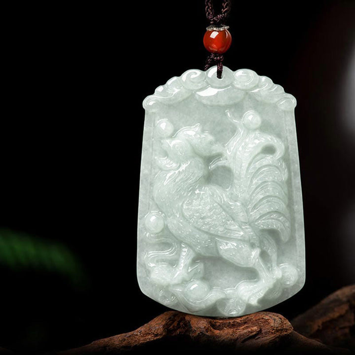 Buddha Stones Natural Jade 12 Chinese Zodiac Abundance Amulet Pendant Necklace - Rooster - image 23