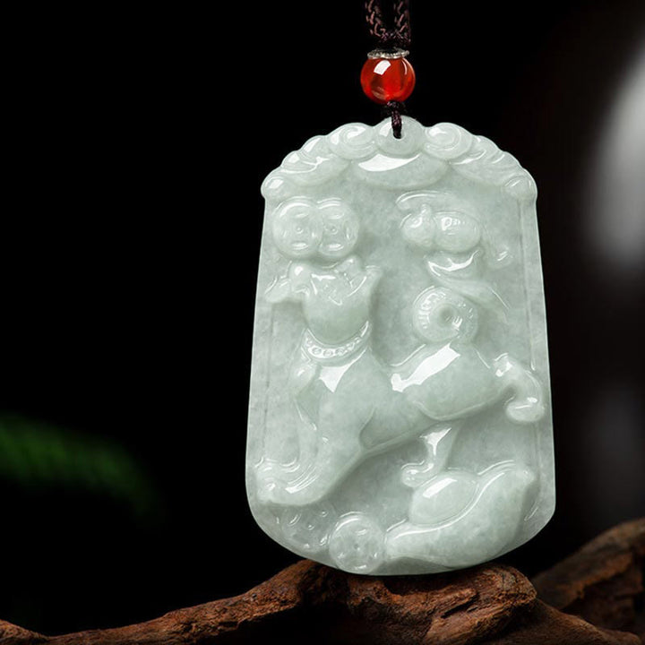Buddha Stones Natural Jade 12 Chinese Zodiac Abundance Amulet Pendant Necklace - Dog - image 24