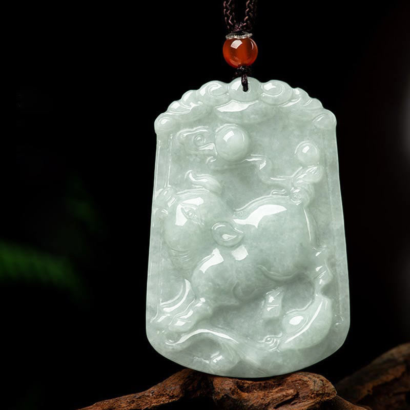 Buddha Stones Natural Jade 12 Chinese Zodiac Abundance Amulet Pendant Necklace - Pig - image 25