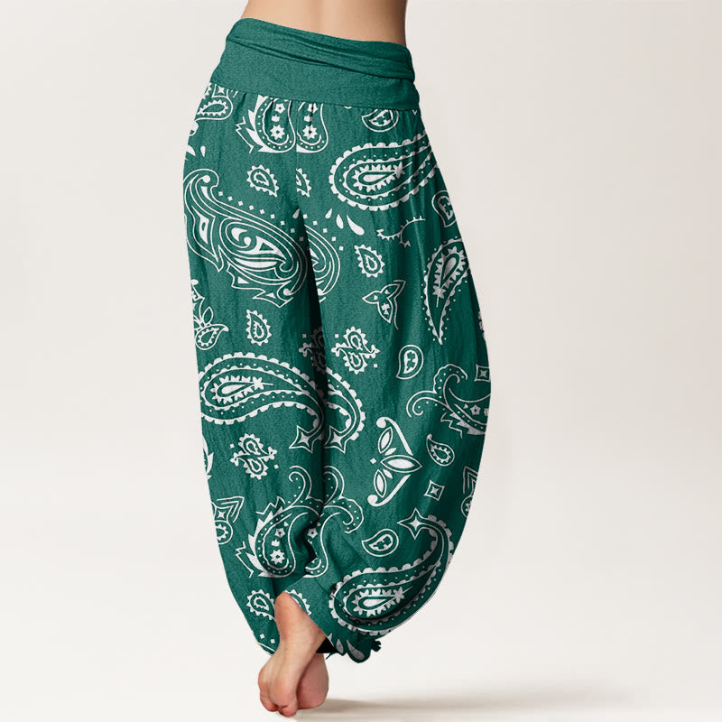 Buddha Stones Cotton Casual Classic Paisley Motif Women's Elastic Waist Harem Pants - image 2