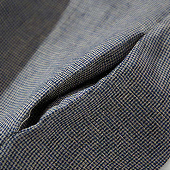 Buddha Stones Commute DimGray Plaid Lantern Long Sleeve Cotton Linen Midi Dress With Pockets - image 7