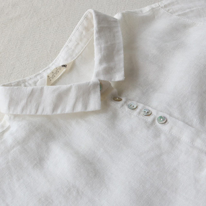 Buddha Stones Buttons Design Lapel Three Quarter Sleeve Midi Dress With Pockets - image 7