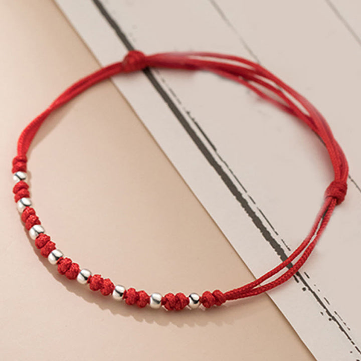 Buddha Stones 925 Sterling Silver Beads Red String Adjustable Luck Bracelet - image 9