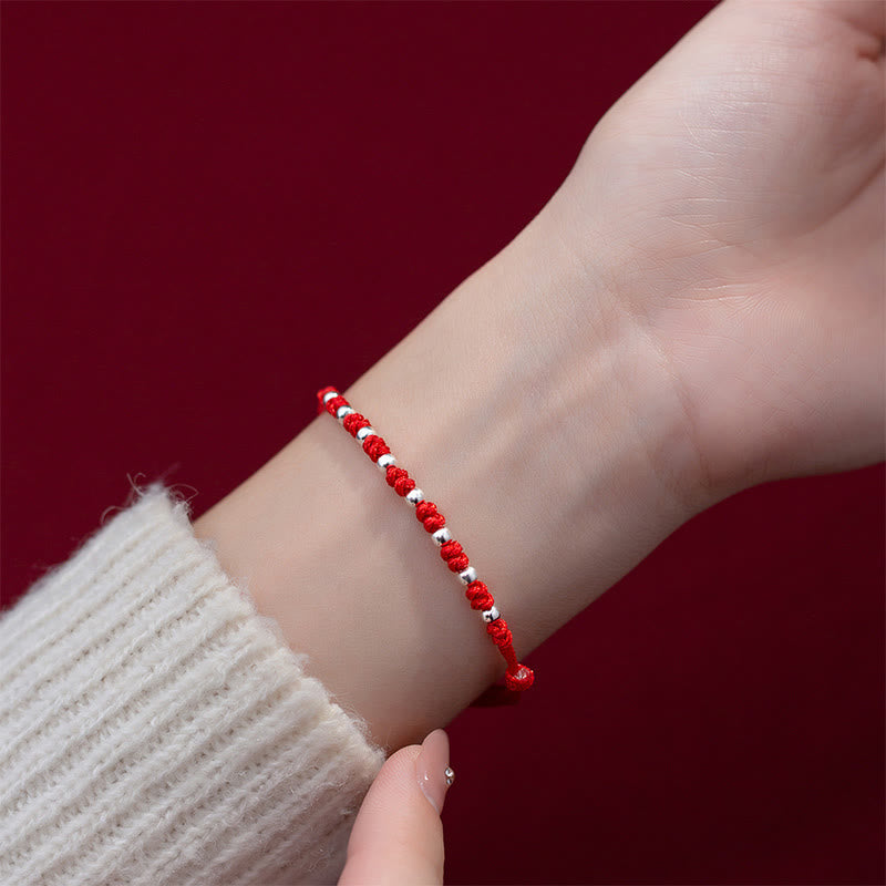 Buddha Stones 925 Sterling Silver Beads Red String Adjustable Luck Bracelet - image 14