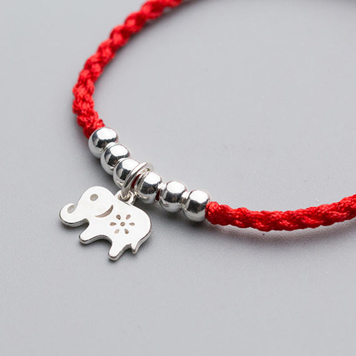 Buddha Stones 925 Sterling Silver Beads Snowflake Elephant Red String Luck Bracelet - image 3