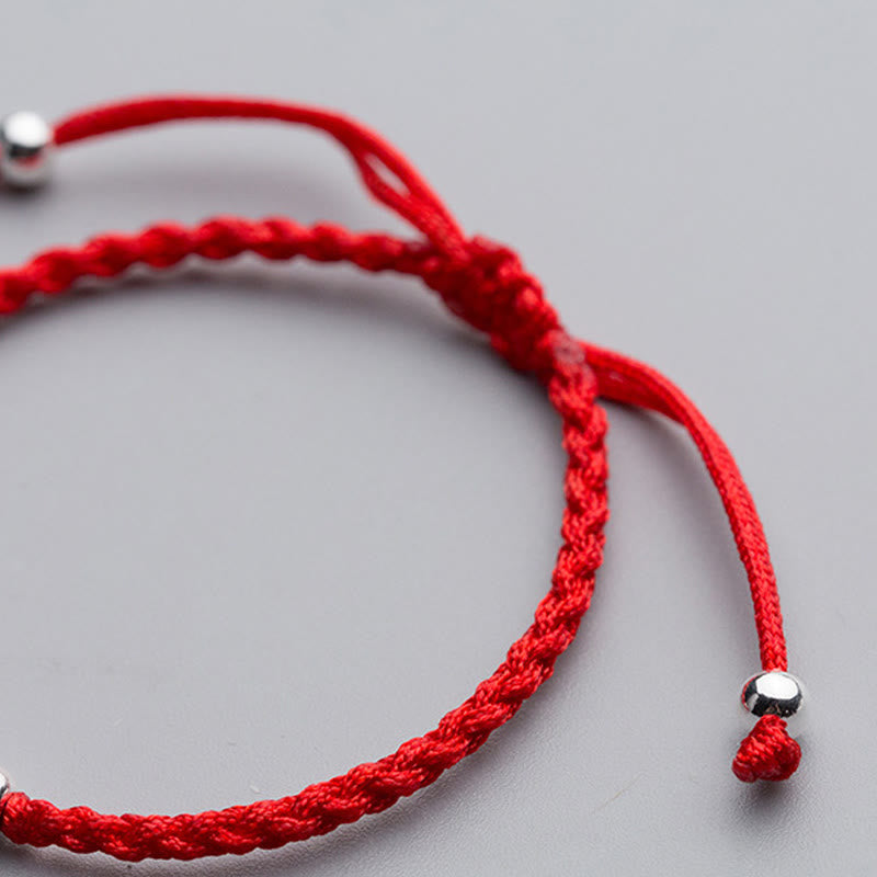 Buddha Stones 925 Sterling Silver Beads Snowflake Elephant Red String Luck Bracelet - image 4