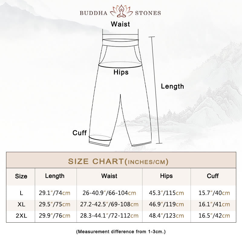 Buddha Stones Summer Plain Casual Cropped Pants Women's Double Layer Cotton Linen Harem Pants With Pockets - image 3