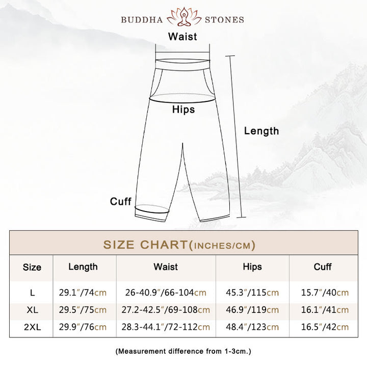 Buddha Stones Summer Plain Casual Cropped Pants Women's Double Layer Cotton Linen Harem Pants With Pockets - image 3