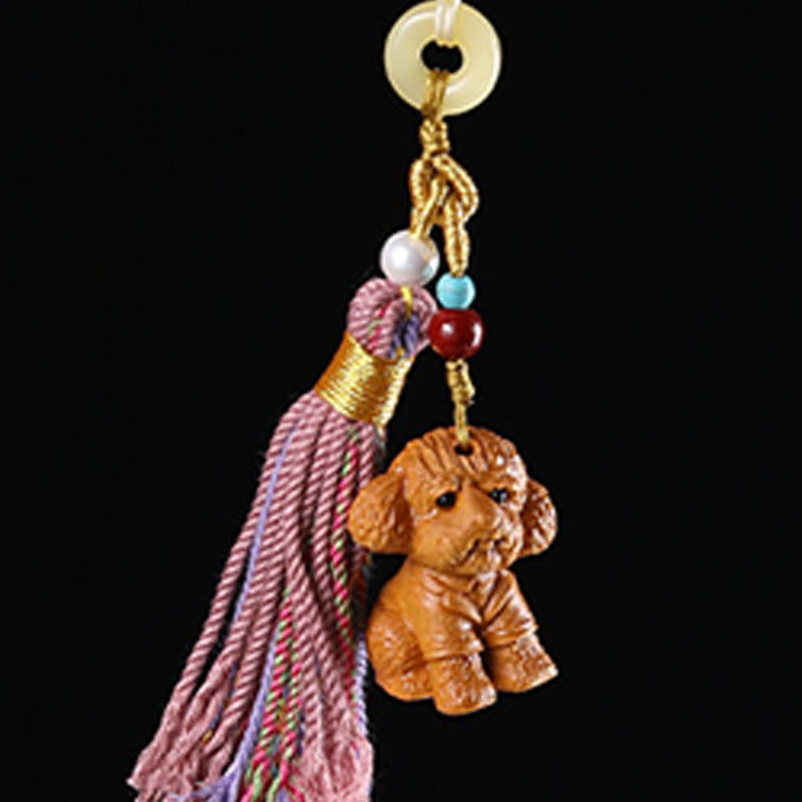 Buddha Stones Sandalwood 12 Chinese Zodiac Blessing Colorful Tassel Accessories Keychain - image 32