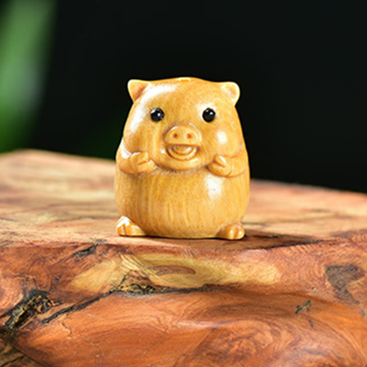 Buddha Stones Green Sandalwood Small Leaf Red Sandalwood Cute Pig Animals Positive Decoration - image 8