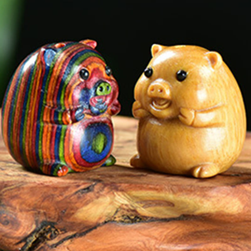 Buddha Stones Green Sandalwood Small Leaf Red Sandalwood Cute Pig Animals Positive Decoration - image 15