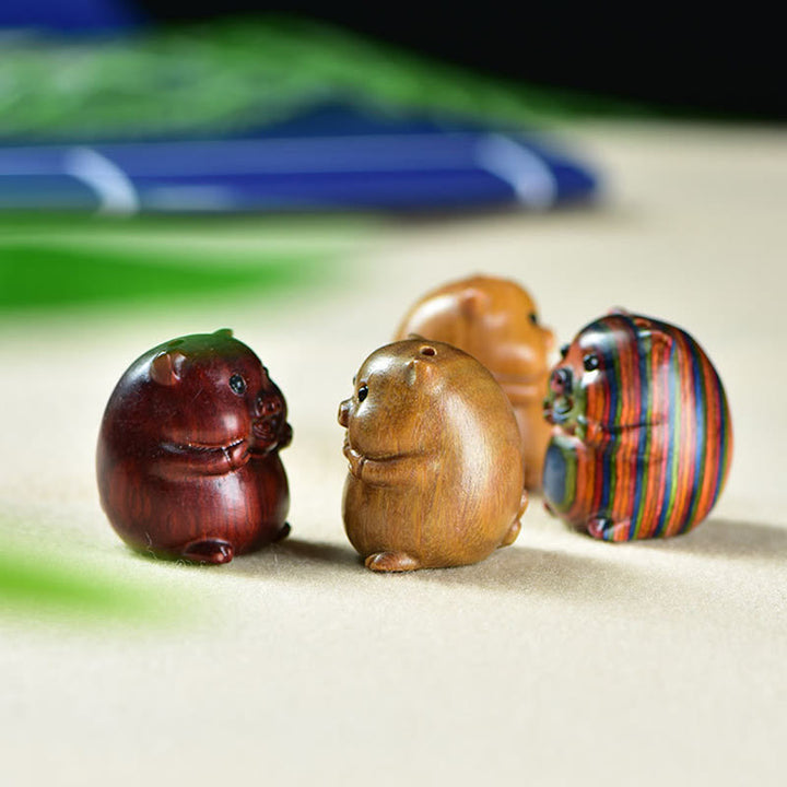 Buddha Stones Green Sandalwood Small Leaf Red Sandalwood Cute Pig Animals Positive Decoration - image 20