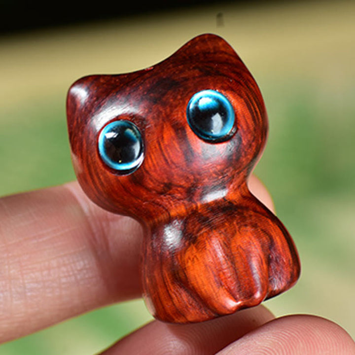 Buddha Stones Ebony Wood Small Leaf Red Sandalwood Cute Cat Animals Calm Decoration - image 10