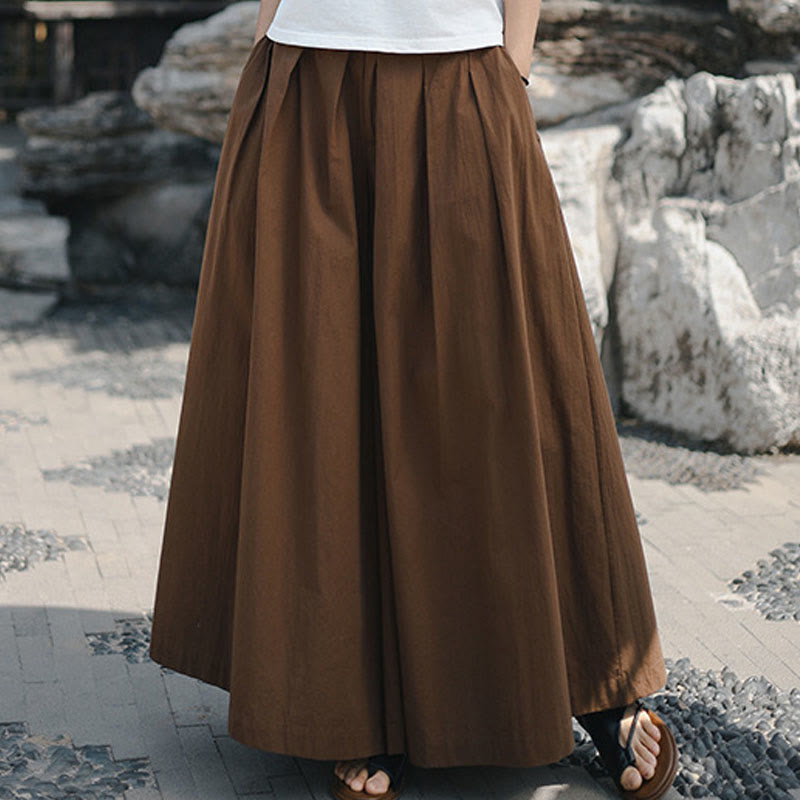 Buddha Stones Casual Plain Loose Cotton Women's Wide Leg Pants With Pockets - image 17