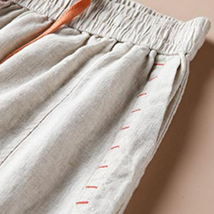 Buddha Stones Casual Cotton Slit Hem Women's 7-8 Length Wide Leg Pants With Pockets - image 2