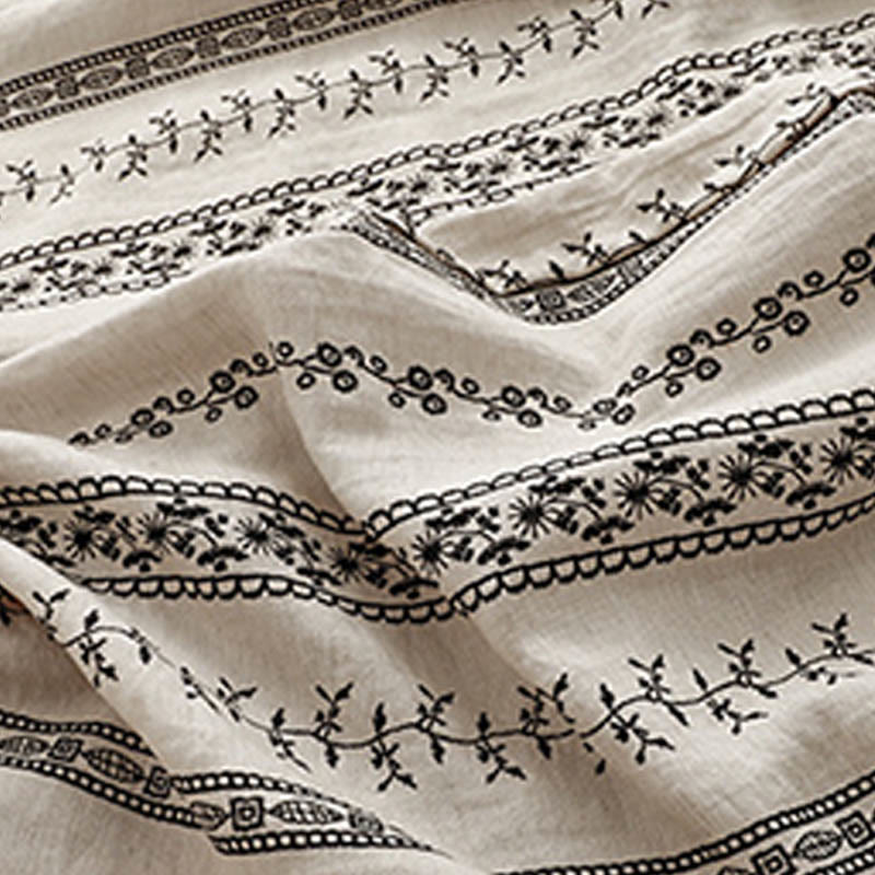 Buddha Stones Casual Vertical Printing Cotton Linen Women's Wide Leg Pants With Pockets - image 9