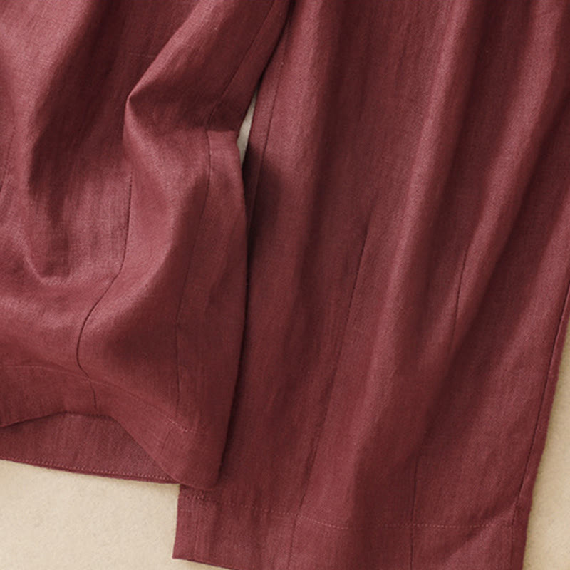 Buddha Stones Summer Plain Women's Cotton Linen Harem Pants With Pockets - image 7