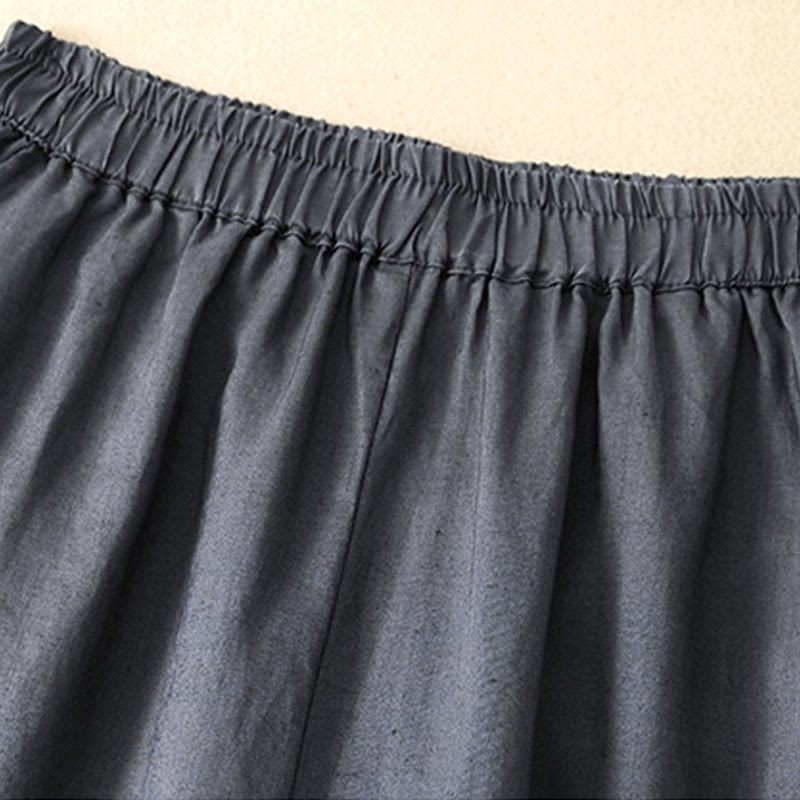 Buddha Stones Casual Plain Cropped Pants Women's Cotton Linen Harem Pants With Pockets - image 2