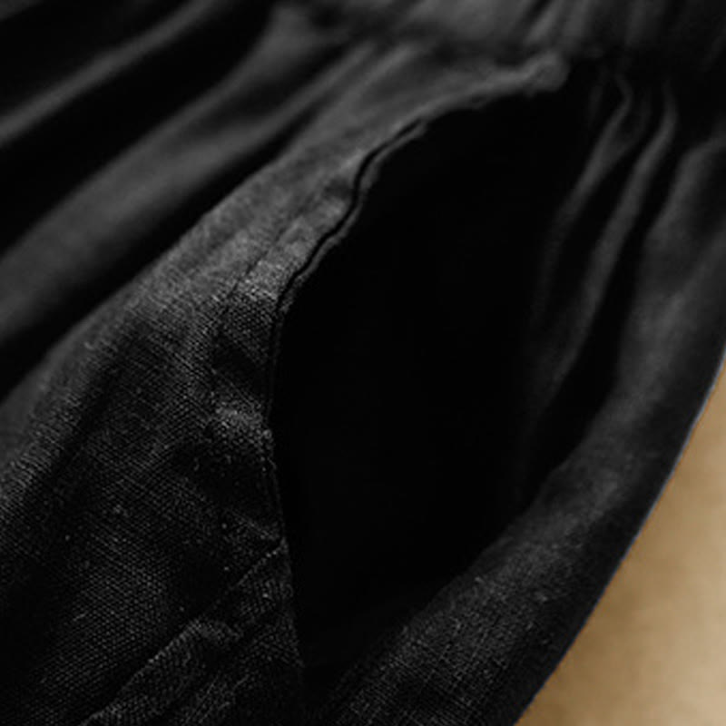 Buddha Stones Casual Plain Cropped Pants Women's Linen Harem Pants With Pockets - image 12