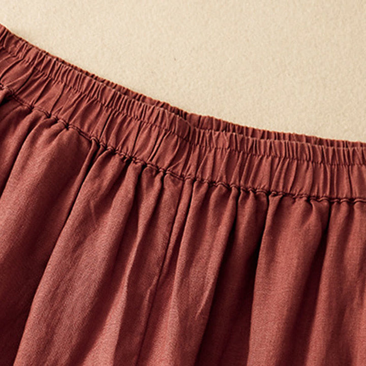 Buddha Stones Casual Plain Cropped Pants Women's Cotton Linen Harem Pants With Pockets - image 19