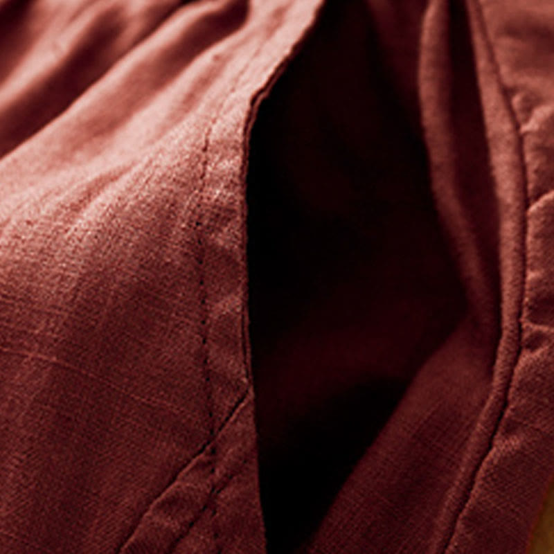 Buddha Stones Casual Plain Cropped Pants Women's Linen Harem Pants With Pockets - image 16