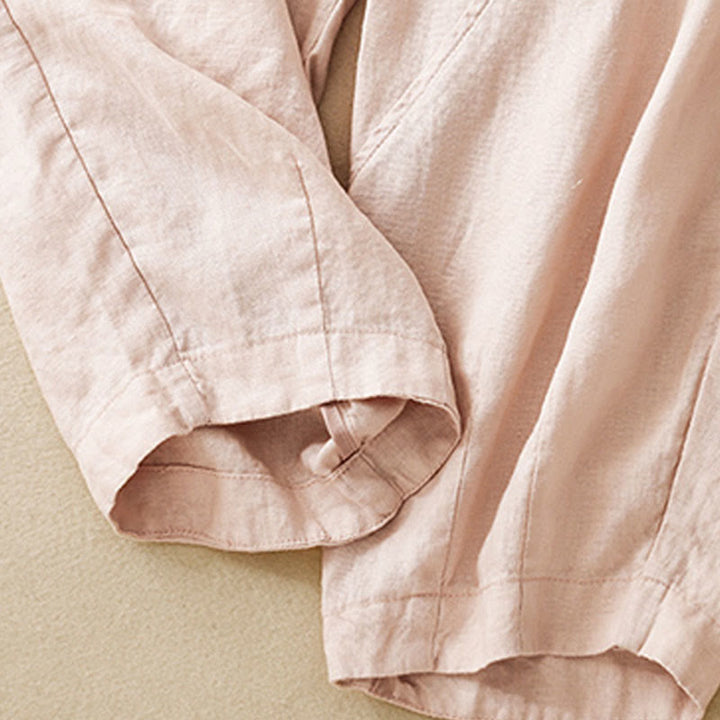 Buddha Stones Casual Plain Cropped Pants Women's Linen Harem Pants With Pockets - image 21
