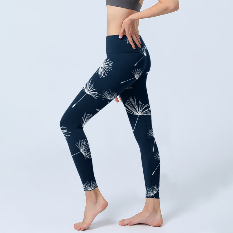 Buddha Stones White Dandelions Print Gym Leggings Women's Yoga Pants - image 2