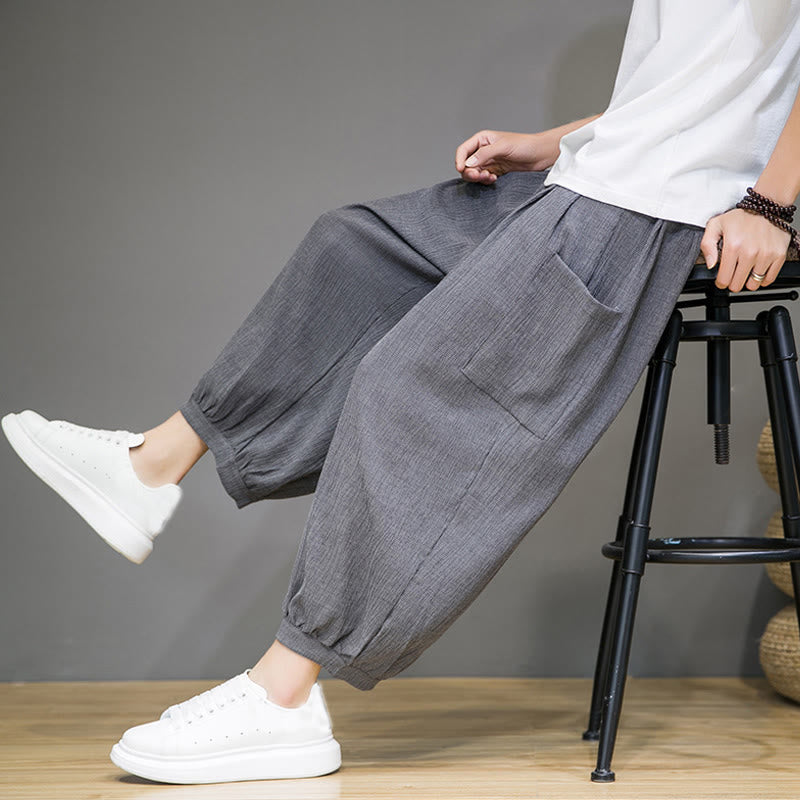 Buddha Stones Casual 7-8 Length Cropped Men's Harem Pants With Side Pockets - image 26